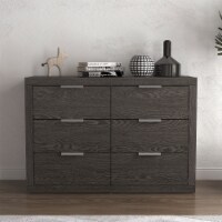 Harlowin 6-Drawer Dark Grey Oak Dresser (31.7 in. H × 46.5 in. W × 16.1 in. D)