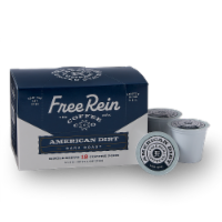 Free Rein™ Dark Roast American Dirt Coffee Pods Box Perspective: Main