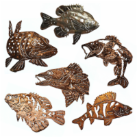 Rustic Metalz - 6-Piece Fish Wall Decor Set: Sunfish, Pike, Walleye, Bass, Crappie, Perch