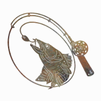 Rustic Metalz - Walleye Fishing Pole Home Decor for Lake Cabin, Vintage Metal Wall Art Gift