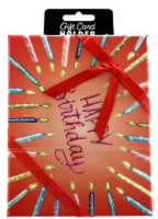 Happy Birthday Candles with Red Ribbon Gift Card Holder Box Perspective: Main