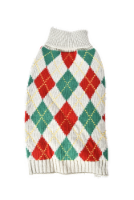 Max & Marlow Red & Green Argyle Pet Sweater - M Perspective: Main