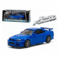 Greenlight 86219 Brians 2002 Nissan Skyline GT-R Blue Fast & Furious Movie 2009 1-43 Diecast