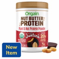 Orgain X JUSTIN’S® Organic Plant & Nut Butter 20g Vegan Protein Powder, Dark Chocolate Peanut Butter Perspective: Main