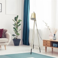 Lalia Home Metal 1 Light Industrial Tripod Floor Lamp in Antique Brass