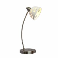 Simple Designs Metal Stick Lamp w/ USB Port 2 Pack in Nickel with White Shade
