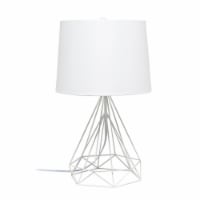 Lalia Home Metal Geometric Wired Table Lamp in Matte White with White Shade
