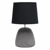 Simple Designs Concrete Round Table Lamp in Gray with Black Shade