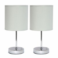 Simple Designs Chrome Metal Basic Table Lamp 2 Pack with Slate Gray Shade