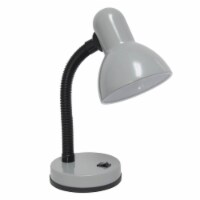 Simple Designs Metal Basic Flexible Neck Desk Lamp in Silver with Silver Shade