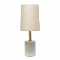 Elegant Designs Cement Table Lamp with Antique Brass Detail, Khaki
