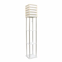 Lalia Home Metal 1 Light Etagere Shelving Floor Lamp in Nickel with Cream Shade