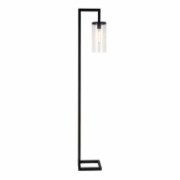 Modern Farmhouse Seeded Glass Floor Lamp in Black - Henn&Hart