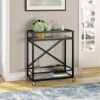 36' Bar Cart with Black - Henn&Hart