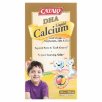 Catalo Naturals DHA Liquid Calcium with Omega-3 Magnesium Zinc & D3 Peach & Mango -