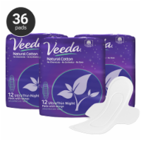 Veeda Ultra Thin Super Absorbent Natural Cotton Sanitary Night Pads, 36 Count