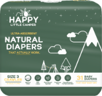 Happy Little Camper Ultra-Absorbent Hypoallergenic Natural Baby Diapers, Size 3, 31 Count