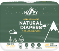 Happy Little Camper Ultra-Absorbent Hypoallergenic Natural Baby Diapers, Size 5, 25 Count