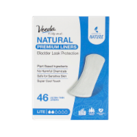 Veeda Natural Incontinence and Postpartum Panty Liners, Lite Absorbency, 46 Count