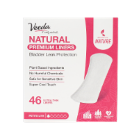 Veeda Natural Incontinence and Postpartum Panty Liners, Petite Lite Absorbency, 46 Count