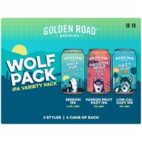 Golden Road Brewing Wolf Pup Session Passion Wolf Hazy & Hazy Pup Wolf Pack IPA Beer Variety Pack Perspective: Main