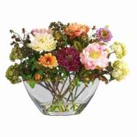 Nearly Natural 4668 Mixed Peony with Glass Vase Silk Flower Arrangement