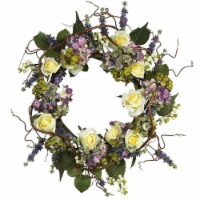 Nearly Natural 4673 24 Inch Hydrangea Rose Wreath