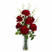Nearly Natural 1203 Roses with Cherry Blossoms Silk Flower Arrangement