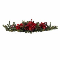 Nearly Natural 4917 Poinsettia & Berry Centerpiece