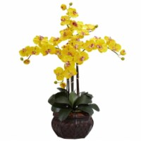 Nearly Natural 1211-YL Phalaenopsis with Decorative Vase Silk Flower Arrangement