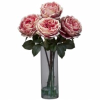 Nearly Natural 1247-PK Fancy Rose with Cylinder Vase Silk Flower Arrangement