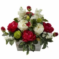Nearly Natural 1320 Mixed Floral Arrangement with White Wash Planter