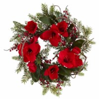 Nearly Natural 4811 24&rdquo; Amaryllis Wreath