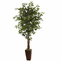 Nearly Natural 5931 6 ft. Ficus Tree with Bamboo Planter