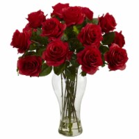 Blooming Roses w/Vase Red