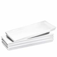 Bruntmor White 14” X 6” Ceramic Porcelain Serving Platter Set of 4