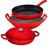 Bruntmor 3 Pcs Enameled Cast Iron Bundle Gift Set - Braiser, Skillet & Balti Dish