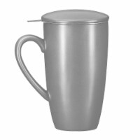 Bruntmor 16oz Porcelain Ceramic Tea Mug with Steel Infuser & Lid, Gradient Blue