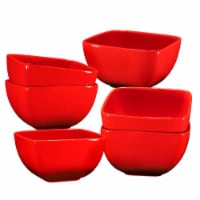 Bruntmor 26 Oz x6 Square/Gradient Red Porcelin Ceramic Soup Bowls Set