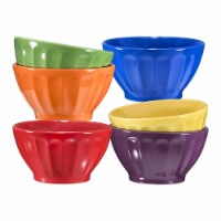 Bruntmor Black Ceramic Groove Bowl Set 6, 14 Oz Porcelain Bowls