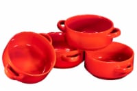 Bruntmor 19 Oz Red Ceramic Soup Bowl Set of 4, 19 Ounces Large French Onion Soup Crocks