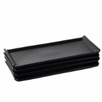 Bruntmor Matte Black 10.5 x5 Ceramic Porcelain Serving Platter Set of 4
