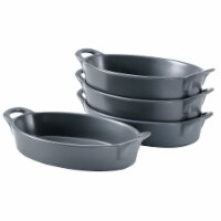 Bruntmor 8 x5  Black Oval Porcelain Ceramic Pie Pan Set of 4