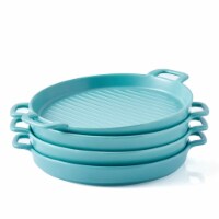 Bruntmor Blue Ceramic Serving Platters Set Of 4 Plates. 8 Porcelain Matte Glaze