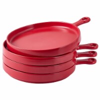 Bruntmor Red 11 Ceramic Dinner Plate Set - 4 Plates w/ Handles