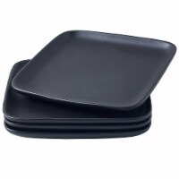 Bruntmor 10 Black Plates (Set of 4)|Ceramic Squared Dishes|Gift for Xmas/Thanksgiving