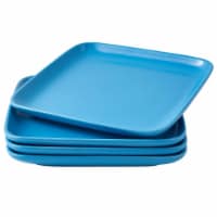 Bruntmor 10 inch Square Blue Plates (Set of 4)|Ceramic Dinner Plates