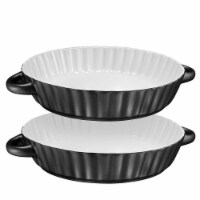 Bruntmor 9.5  Pie Pan White w/ Handles - Baking, Quiche, Pot Pies, etc. (Set of 2)