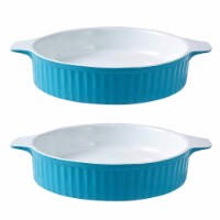 Bruntmor 9.5  Teal Pie Pan w/Handles - Porcelain Ceramic Dish for Pies, Quiche, etc