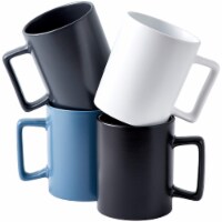 Bruntmor Monochrome Square Handle 16 Oz Coffee Cups (Large, Pack of 4)